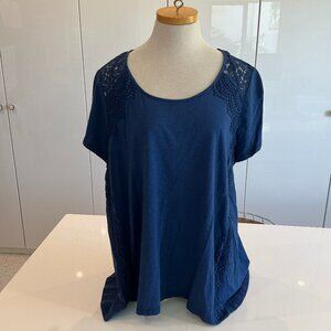 Style and CO, Lace detailed Top, Cobalt Blue, Size 2X